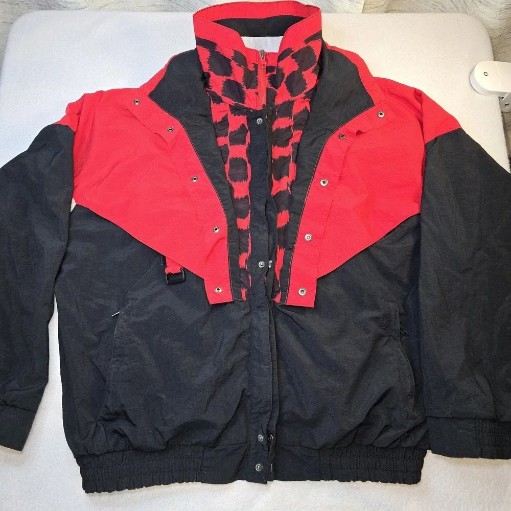 VTG 1993 Winston Cup Racing Jacket Men's L Red Black Yellow Hooded 90s NASCAR...